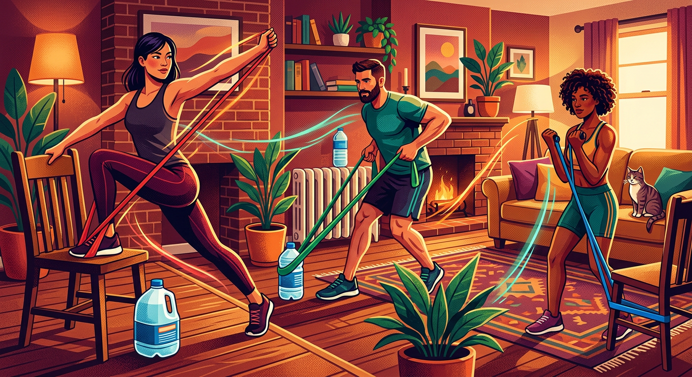 Entrenamiento fácil de cuerpo completo con bandas de resistencia para principiantes en casa